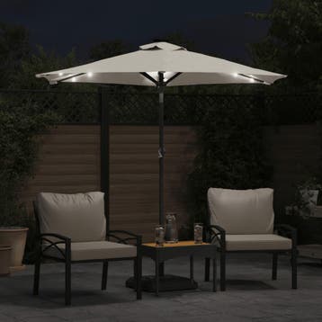 vidaXL Parasol met LEDs en stalen paal 225x225x212 cm wit, Verzenden, Nieuw, 2 tot 3 meter