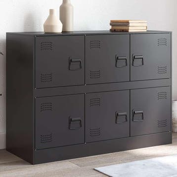 vidaXL Dressoir 99x39x73 cm staal zwart, Verzenden, Nieuw, Metaal, Minder dan 50 cm