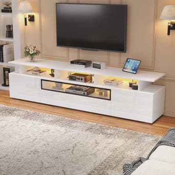 Stijlvolle TV Meubel 180cm Hoogglans Wit met LED Verlichting, Huis en Inrichting, Verzenden, Nieuw