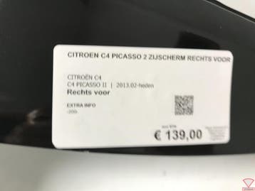 Citroen C4 Grand Picasso 2 13-20 Zijscherm Spatbord Rechts V, Ophalen, Gebruikt, Voor, Citroën