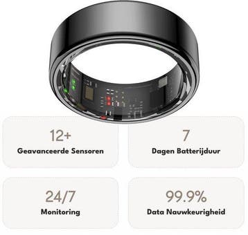 2dekans | Focus® S1 Smart Ring - Zwart - Hartslag & Slaap, Ophalen of Verzenden, Zo goed als nieuw