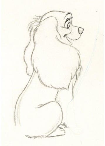 Walt Disney - Dame Animatie Tekening - Lady and the Tramp, Nieuw