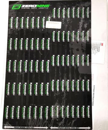 Zeronine Velgstickers Kawasaki Zwart, Motoren, Ophalen of Verzenden, Nieuw