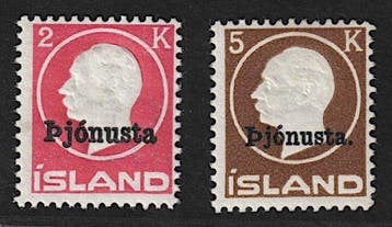 IJsland 1922 - IJsland Dienstmerken 41-42 ** Koning Frederik, Gestempeld
