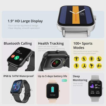 COLMI P81 Smartwatch met Bellen, 1.9" HD Scherm, 24H Gezondh, Verzenden, Nieuw