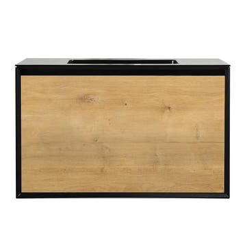 Badkamermeubel Felix 90cm mat zwarte wastafel met eiken, Verzenden, Nieuw