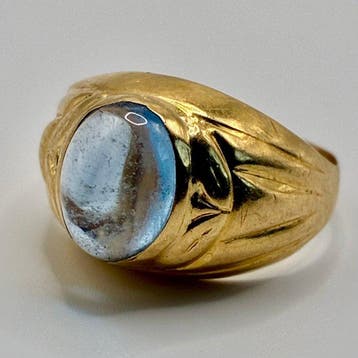 Zonder minimumprijs - Ring - 18 karaat Geel goud Aquamarijn, Nieuw