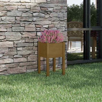 vidaXL Plantenbak 40x40x70 cm massief grenenhout honingbruin, Verzenden, Minder dan 60 cm, Nieuw, 60 cm of meer