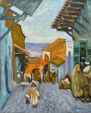 Ali Chenai ( 1959 - ) - La Rue aux maisons colorées