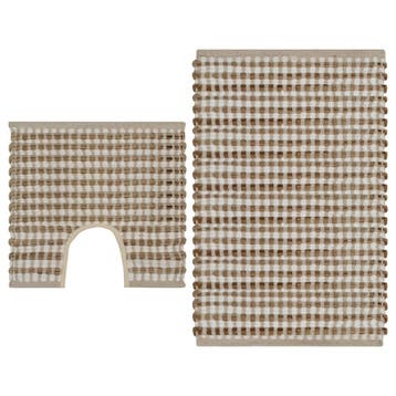 vidaXL Badmattenset handgeweven jute en stof naturel en wit, Verzenden, Nieuw, Bruin
