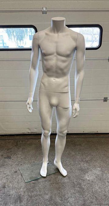 Paspop, Etalagepop Man, B56 x D29 x H170cm, wit, Gebruikt