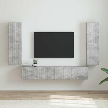vidaXL TV Wandkast 2 st Beton Bewerkt hout, Minder dan 50 cm, Verzenden, 100 tot 150 cm, Nieuw