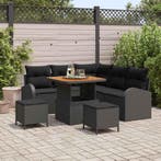 vidaXL Tuin Sofa Set met kussen met opslag 8 pcs Zwart, Verzenden, Nieuw, Rotan, 8 zitplaatsen