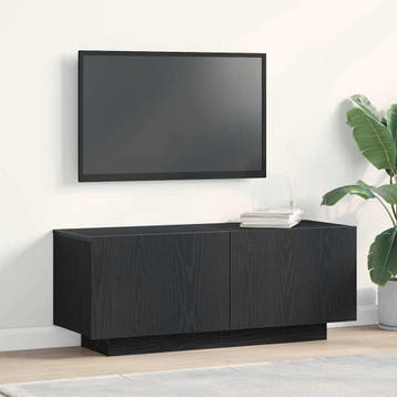 vidaXL TV-kast 100 x 35 x 40 cm Zwart Eiken Bewerkt hout, Huis en Inrichting, Minder dan 50 cm, Verzenden, Nieuw, Minder dan 100 cm