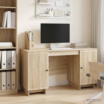 vidaXL Bureau Sonoma Eiken Bewerkt hout 142,5 x 50 x 75 cm, Verzenden, Nieuw