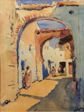 École Orientaliste (c. 1950) - Triptyque de Tétouan, I, Antiek en Kunst