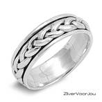 925 zilveren spinner ring met gevlochten kabel desig, Verzenden, Nieuw, Zilver