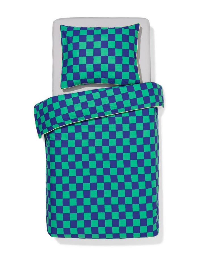 HEMA Kinderdekbedovertrek 140x200cm zacht katoen ruiten, Huis en Inrichting, Slaapkamer | Beddengoed, Nieuw, Verzenden