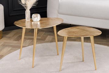 Set van 2 salontafels ELEMENTS 50cm goud metaal handgemaakt, Huis en Inrichting, Tafels | Salontafels, Ophalen of Verzenden, Nieuw