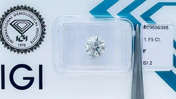 1 pcs Diamant (Natuurlijk) - 1.55 ct - Rond - F - SI2 -, Nieuw