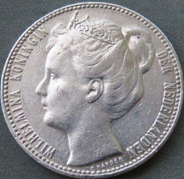 Nederland. Wilhelmina. 1 Gulden 1908 (Zonder minimumprijs)