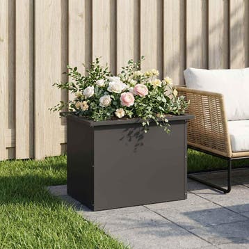 vidaXL Plantenbak met led Zwart 40 x 60 x 40 cm Staal, Verzenden, Nieuw, Metaal, 60 tot 100 cm