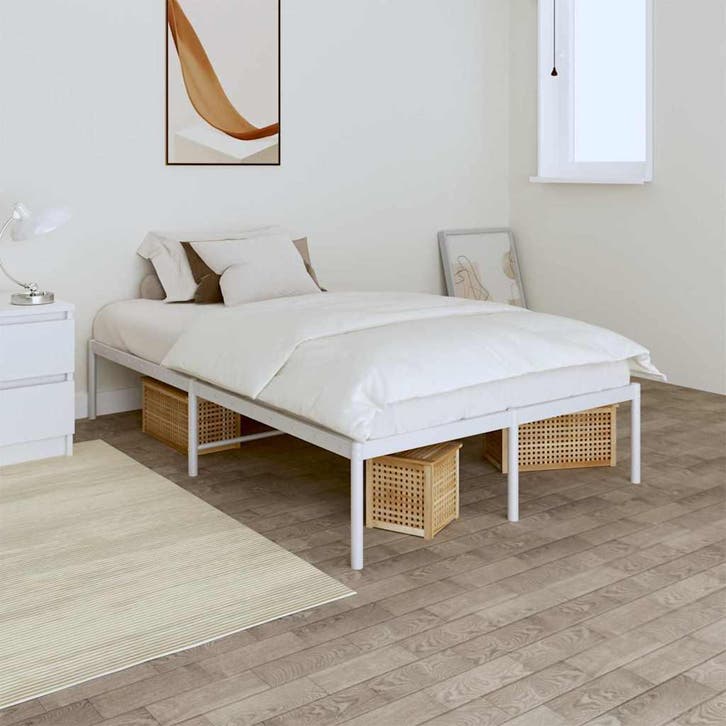 vidaXL Bedframe metaal wit 120x200 cm, Huis en Inrichting, Slaapkamer | Bedden, 120 cm, 200 cm, Wit, Twijfelaar, Nieuw, Metaal