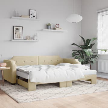 vidaXL Slaapbank met onderschuifbed 100x200 cm stof, 100 cm, Eenpersoons, Verzenden, Nieuw