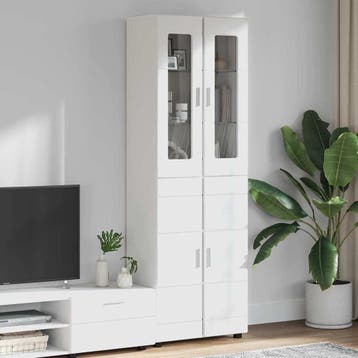vidaXL Hoge kast FLORIN 60 x 35 x 182 cm Wit Bewerkt hout, Verzenden, Nieuw
