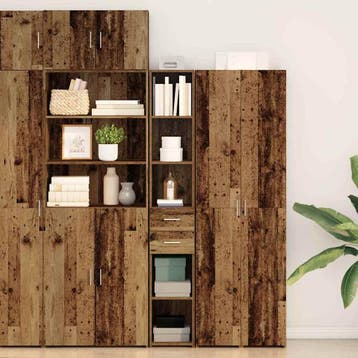 vidaXL Boekenkast met lade Oudhout 30 x 42.4 x 185.2 cm, Minder dan 50 cm, Verzenden, Nieuw, Minder dan 100 cm