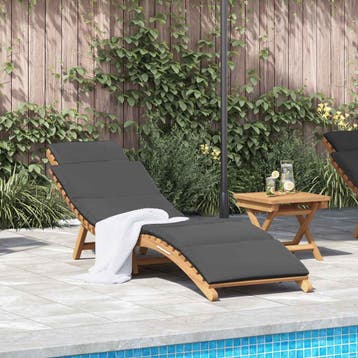 vidaXL Tuininfurniture Sunlounger met kussen Bruin 198 x 55, Tuin en Terras, Verzenden, Nieuw