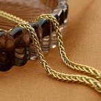 Gouden vierkante vossenstaart schakelketting, Ophalen of Verzenden, Gebruikt, Overige kleuren, Goud