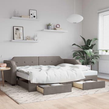 vidaXL Slaapbank met onderschuifbed en lades 90x200 cm stof, 90 cm, Eenpersoons, Verzenden, Nieuw