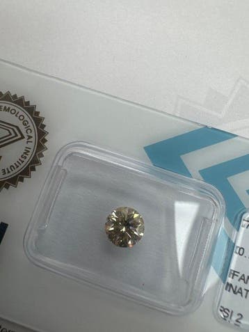 1 pcs Diamant (Natuurlijk gekleurd) - 0.76 ct - Rond - Fancy, Nieuw