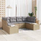 vidaXL Tuin Sofa Set met kussen 6 pcs Beige poly rattan, Verzenden, Nieuw, Rotan, 6 zitplaatsen