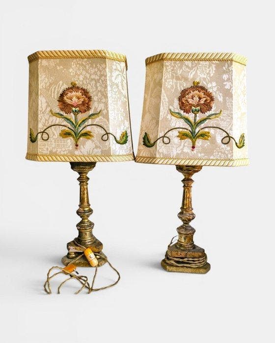 Nachtlampje (2) - Hout, Goud, Metaal, stof, Antiek en Kunst, Curiosa en Brocante