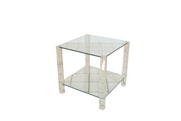 Moderne glazen bijzettafel met transparant acryl frame, Ophalen of Verzenden, Nieuw
