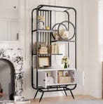 Metalen Opbergkast – Zwart Wit Kast met Planken 80×30×180 cm, Huis en Inrichting, Kasten | Boekenkasten, Verzenden, Nieuw