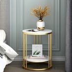 Bijzettafel met 2-Lagen – Marmeren Look met Gouden Frame, Huis en Inrichting, Verzenden, Nieuw