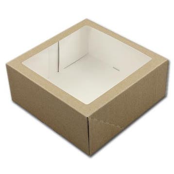 Taartdoos met venster 21x21x9cm. Kraft 3st, Verzenden, Nieuw