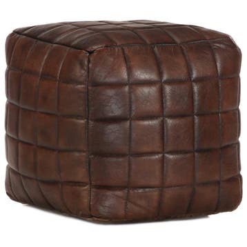 vidaXL Poef 40x40x40 cm echt geitenleer donkerbruin, Verzenden, Nieuw
