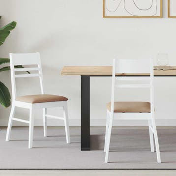 vidaXL Eettafelstoelen 2 st Massief Rubberhout Wit 43 x 54 x, Verzenden, Nieuw, Wit