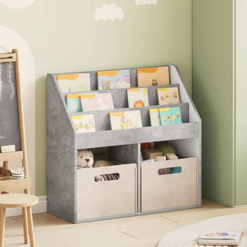 vidaXL Kinderen Boekenkast met opslag Beton Grijs 72,5 x, Verzenden, Nieuw