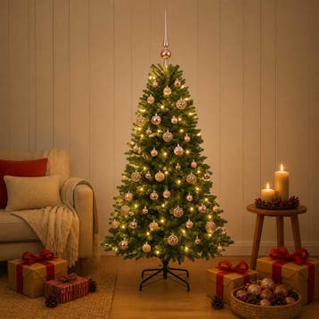 vidaXL Kunstkerstboom met kerstbal 120 cm 150 LEDs Warmwit, Verzenden, Nieuw