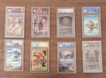 Pokémon - 8 Graded card - PSA 10 - Scarlet & Violet - Signed, Hobby en Vrije tijd, Nieuw