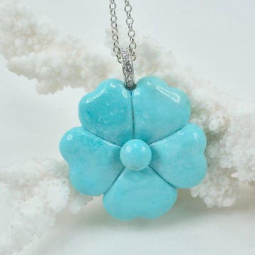 Turquoise - Zilver - Ketting met hanger - TURCHESE