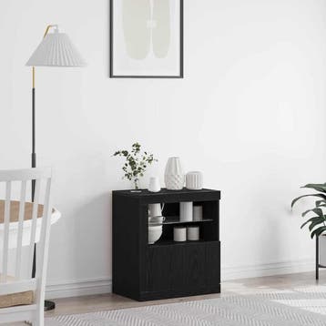 vidaXL LED Sideboard Zwart 60,5 x 37 x 67 cm Bewerkt hout, Huis en Inrichting, Minder dan 50 cm, Verzenden, Nieuw, Minder dan 100 cm