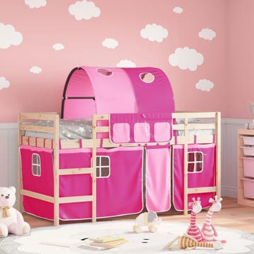 vidaXL Kinderhoogslaper met tunnel 90x190 cm massief, 90 cm, Eenpersoons, Verzenden, Nieuw