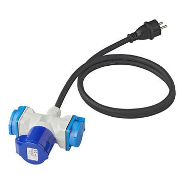 ProPlus Verloopkabel - 3 weg - 150 cm - Schuko naar CEE e..., Doe-het-zelf en Verbouw, Elektra en Kabels, Ophalen of Verzenden