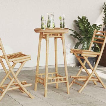 vidaXL Bartafel voor buiten Rond Ø55x100 cm bamboe, Verzenden, Nieuw, Hout